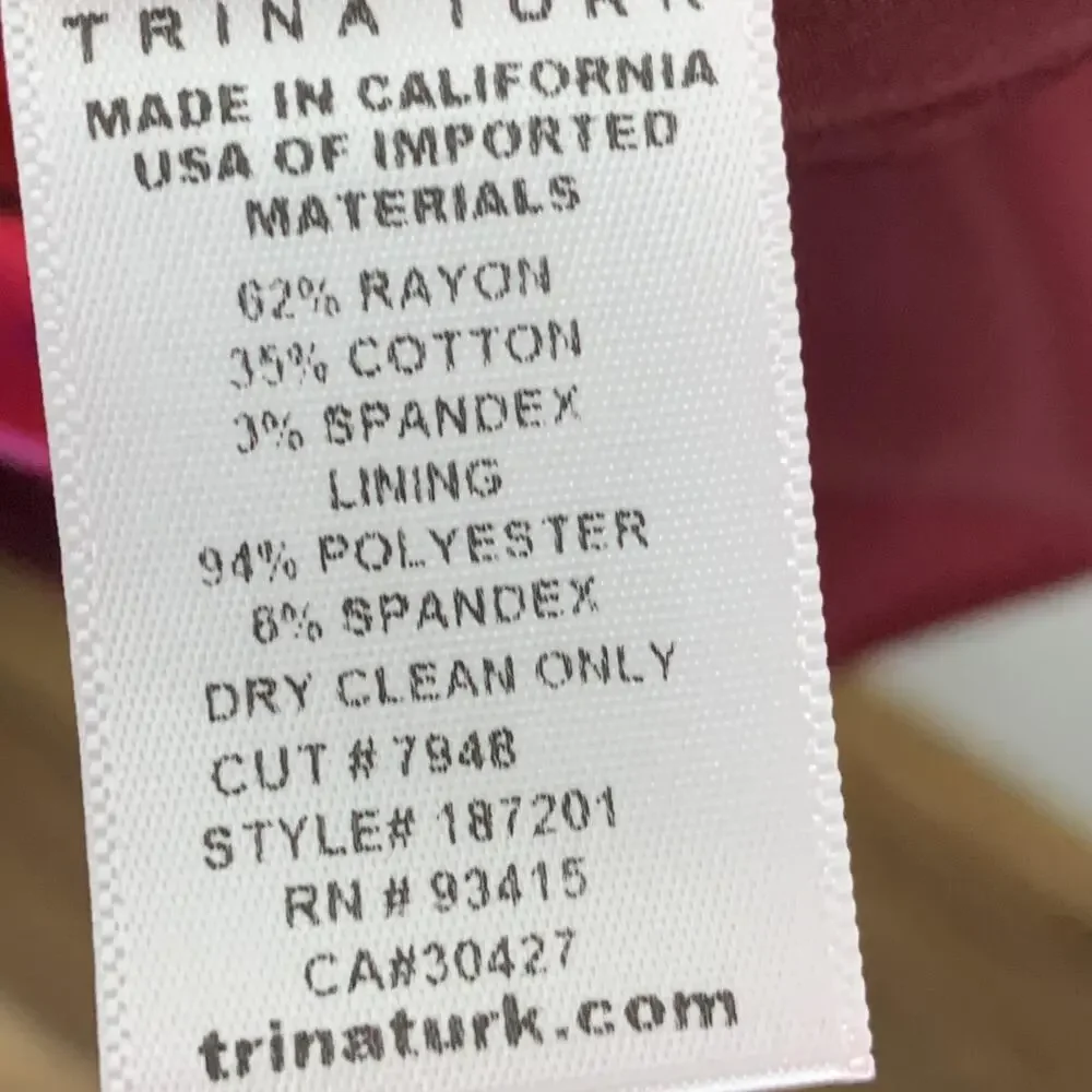 Trina Turk Skirt Set Womens Top 6 Skirt 4 Burgundy Pink Floral Pencil Made USA